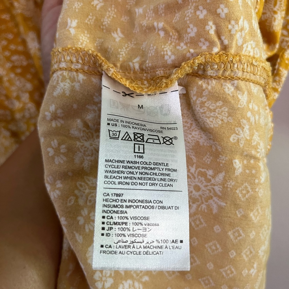 Old Navy Yellow and White Floral A Lined Babydoll Dress With Sleeves Medium - Picture 4 of 5